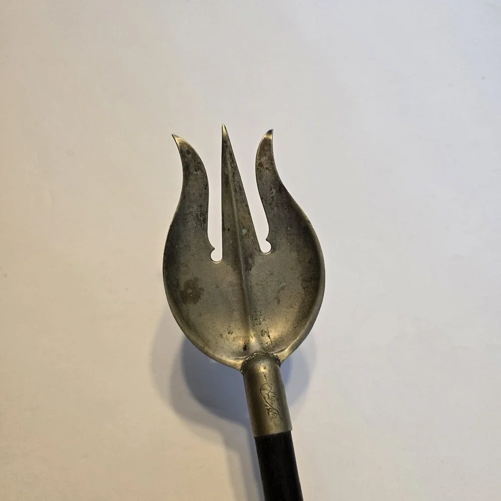 Vintage Soldered Silver Plated and Ebony Handle‎ Salad Serving Fork